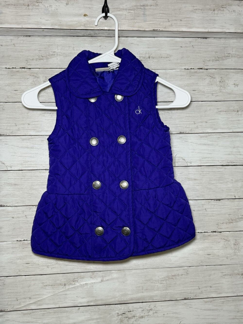 Calvin Klein Girls Purple Button Up Vest 6x Excellent Condition Pre-Owned EUC